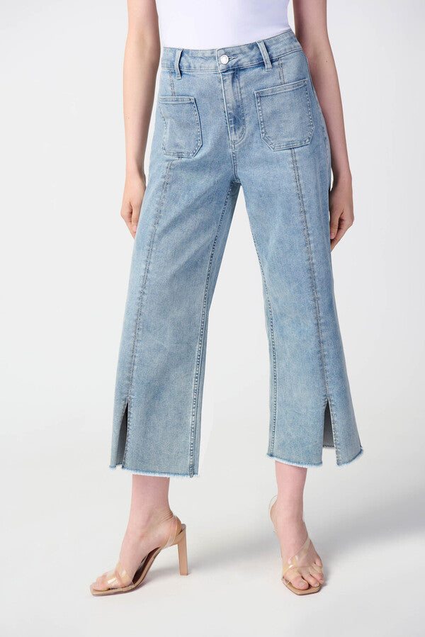 Joseph Ribkoff 241903 Split Hem Shimmer Detail Jeans Style SS24