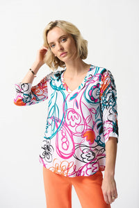 Joseph Ribkoff 242179 Scribble Print Top Style SS24