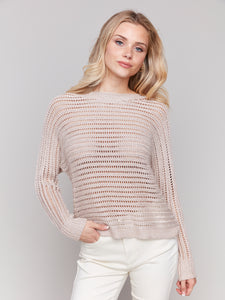 Charlie B C2768 Metallic Fishnet Sweater SS25