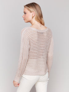 Charlie B C2768 Metallic Fishnet Sweater SS25