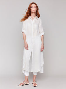 Charlie B C3106 Foil Linen Tunic Dress SS25