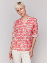 Load image into Gallery viewer, Charlie B C4188R Half Button Blouse SS25
