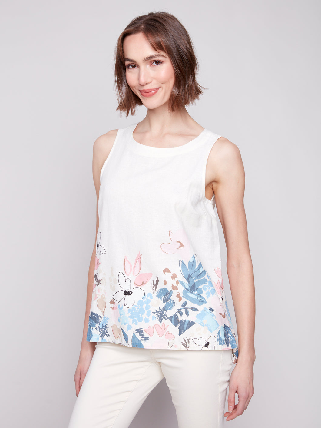 Charlie B C4532BY Sleeveless Printed Top SS25