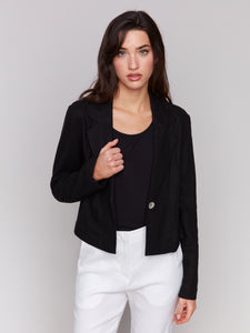 Charlie B C6361 Crop Blazer with Button SS25