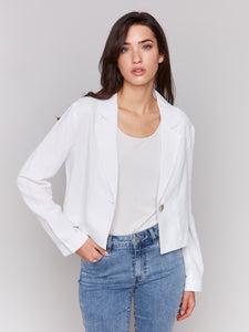 Charlie B C6361 Crop Blazer with Button SS25