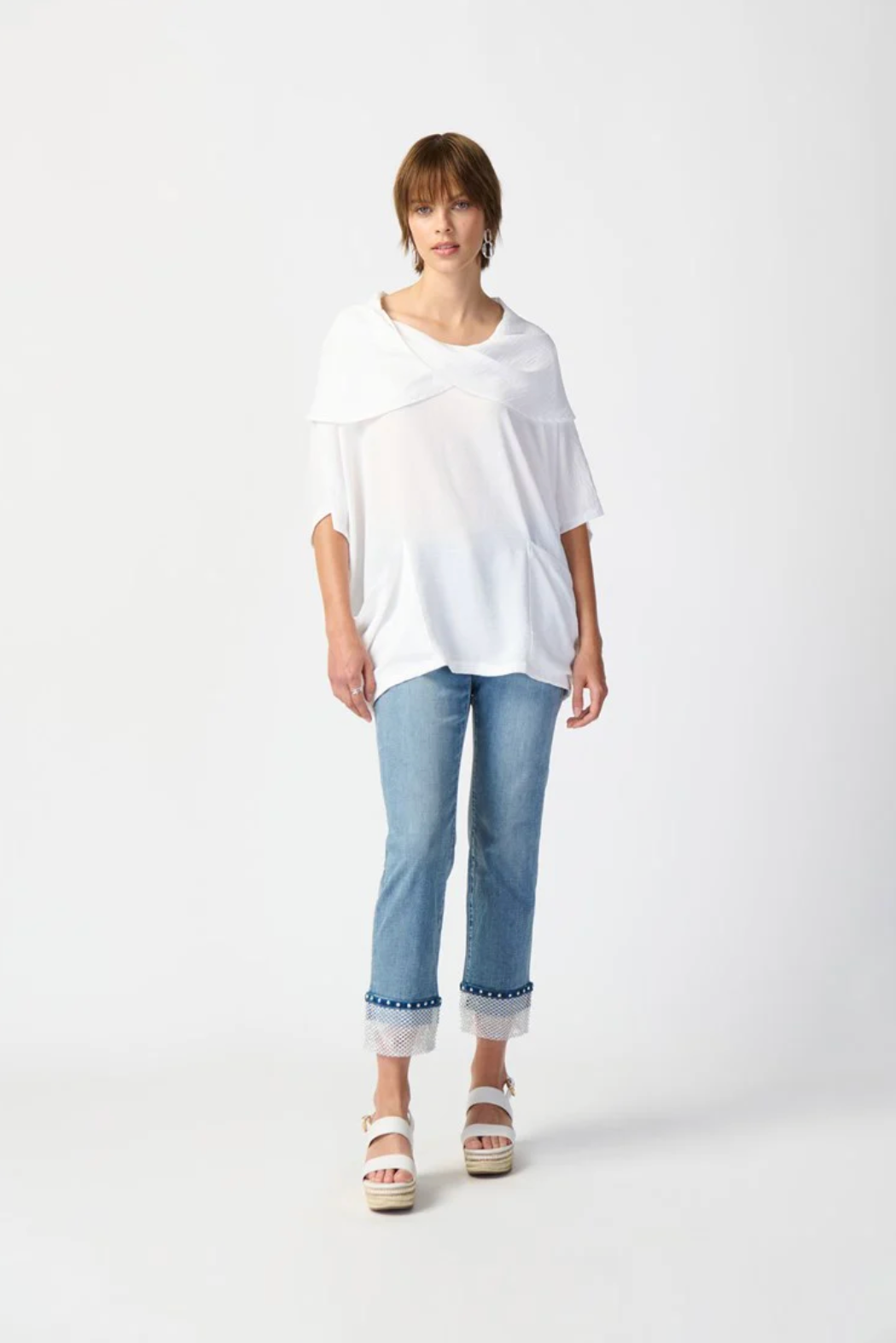 JOSEPH RIBKOFF 242043 Gauze Cowl Neck Tunic SS25