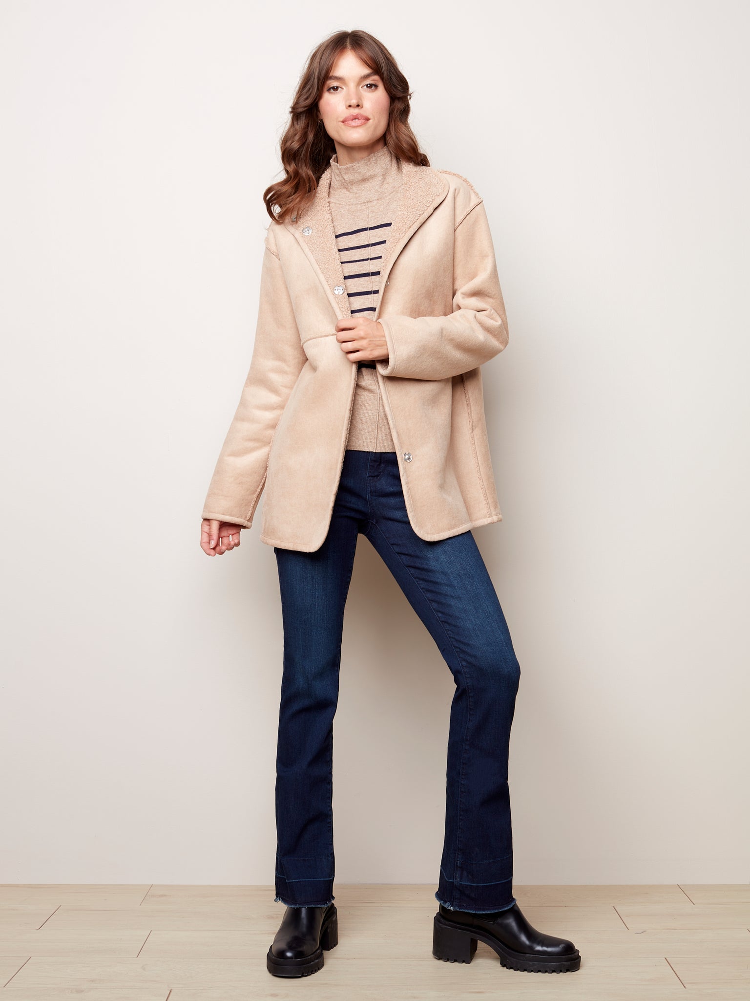 Faux suede hot sale sherpa coat